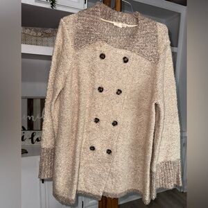 Women's Cream Double-Breasted Sweater